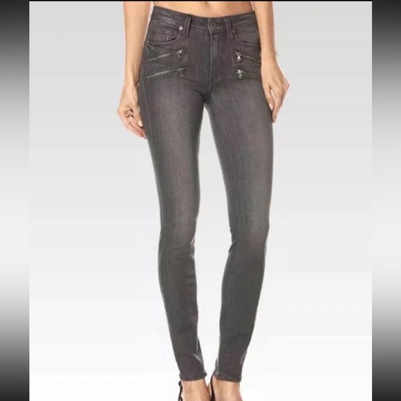 Paige Grey Cropped Zipper Jeans Sz 27 - Picture 1 of 10